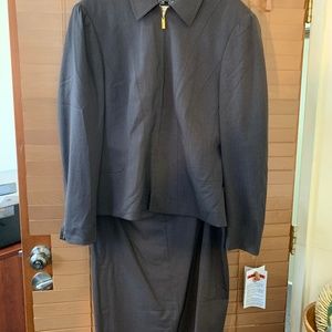High End Wool Brown Escada Business Skirt Suit